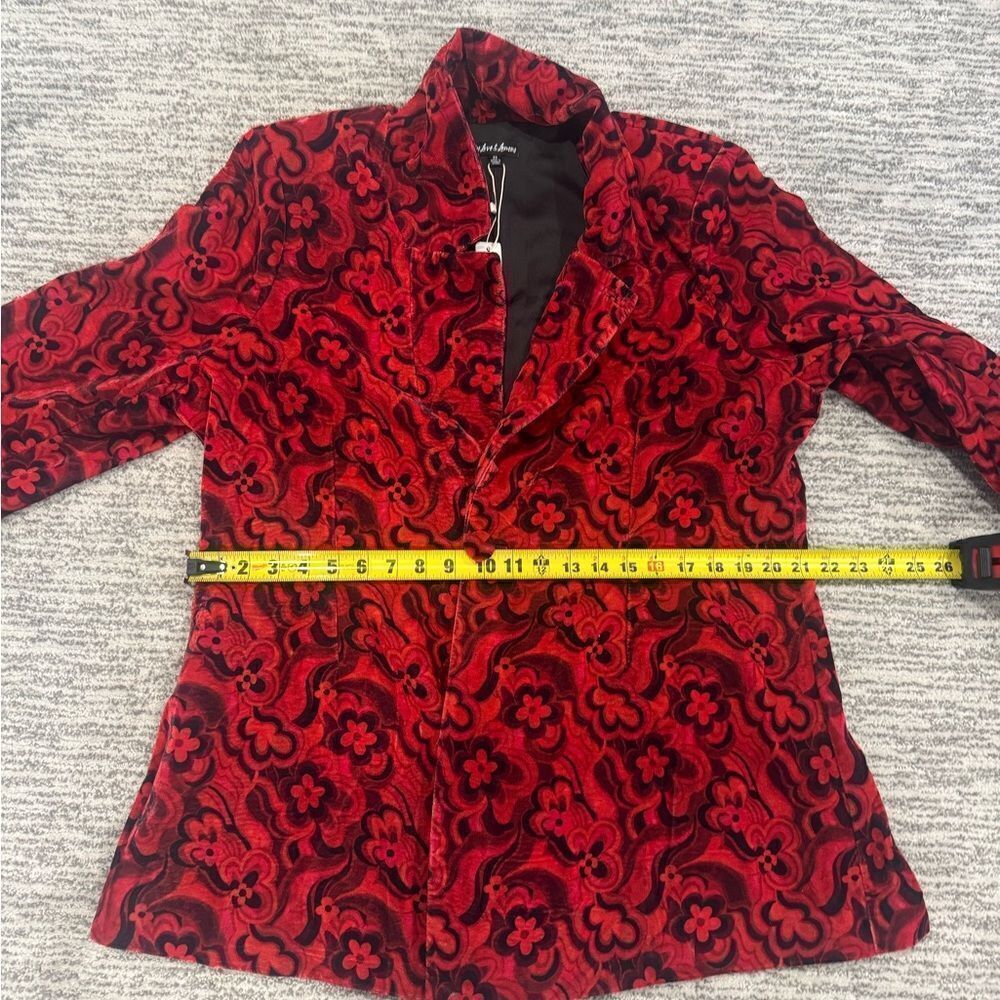 NWT Penny Blazer Red Velvet Floral Retro Size 2XL - Picture 10 of 16